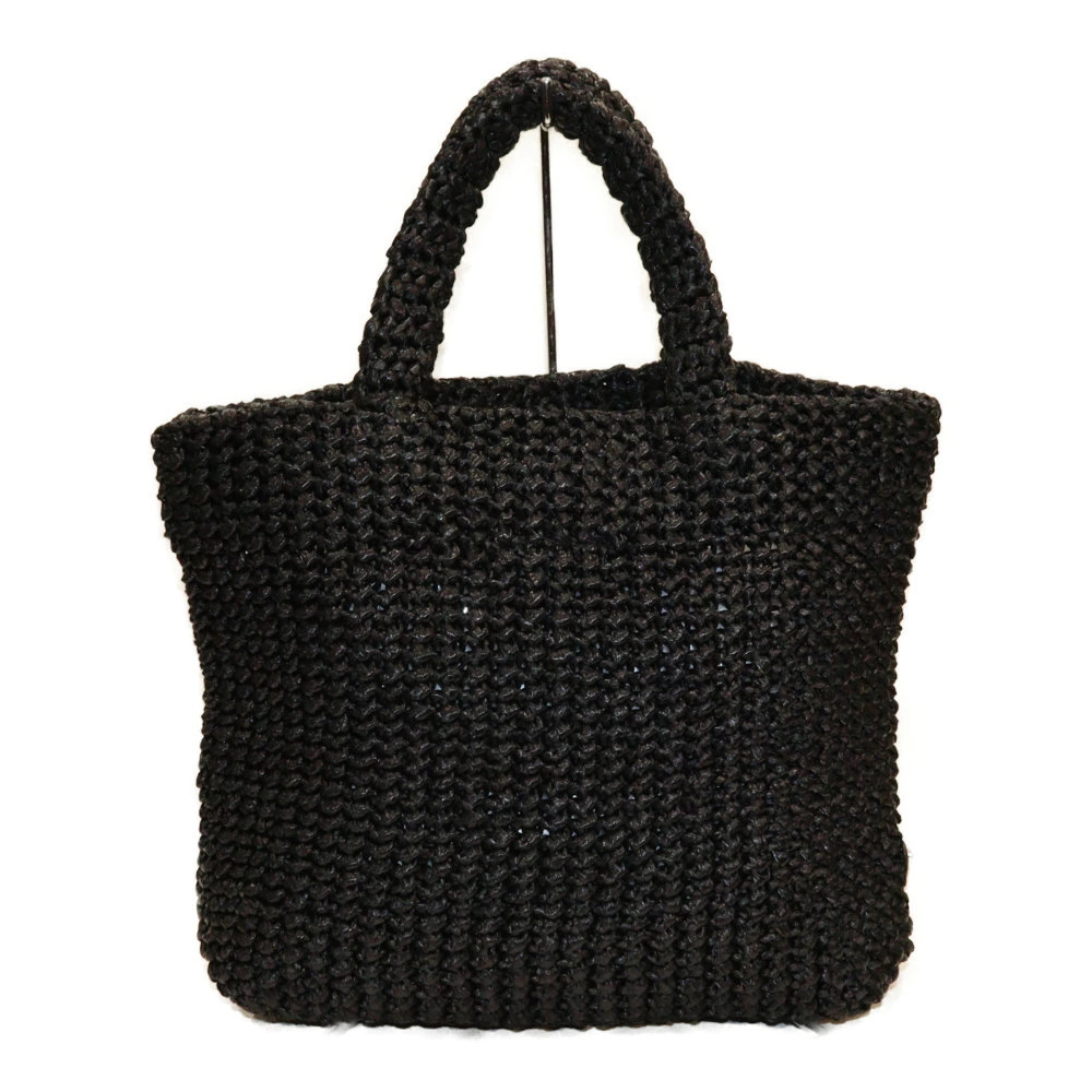 Prada Basket Tote Bag Raffia Black Handbag